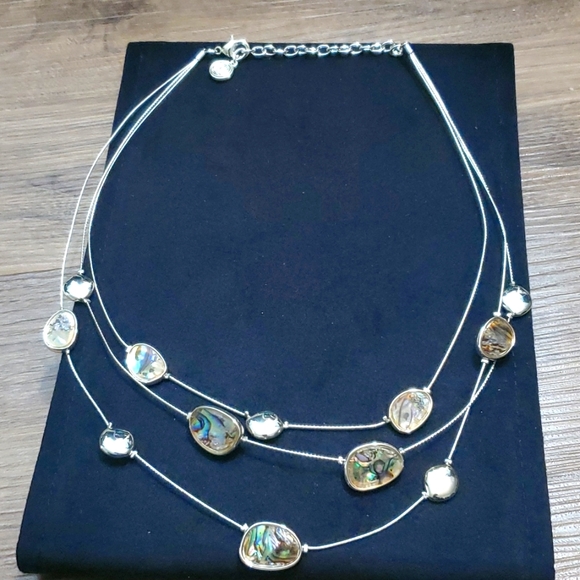 Dana Buchman Silver Tone Abalone Illusion Necklace - Picture 1 of 6